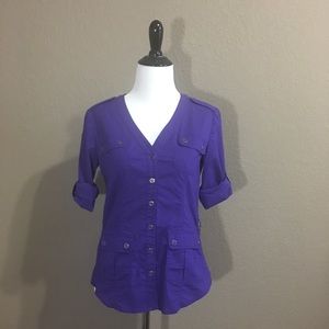 SOLD New York & Company Purple Button Down Shirt